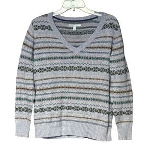 Old Navy wool blend sweater striped grandpacore vneck pullover women’s size XL